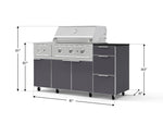 NewAge Outdoor Kitchens Outdoor Grill Island Aluminum 6-Piece Cabinet Set with Casters and 3-Drawer, Grill Cabinet, Performance Grill, Side Burner and Dekton in Sirius Countertop - (Liquid Propane) 