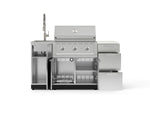 NewAge Outdoor Kitchens Outdoor Grill Island Stainless-Steel 5-Piece Cabinet Set with Sink, 3 Drawer, Grill Cabinet, Performance Grill and Stainless Steel Countertop - (Liquid Propane) 