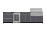 NewAge Outdoor Kitchens Aluminum 7-Piece Cabinet Set with 3-Drawer, Bar, Grill Cabinet, Performance Grill, Countertops and Fridge-71840-Garage Giant 
