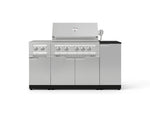 NewAge Outdoor Kitchens Outdoor Grill Island Stainless-Steel 6-Piece Cabinet Set with 1-Door, Grill Cabinet, Platinum Grill, Dual Side Burner and Dekton in Sirius Countertop - (Liquid Propane) 