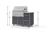 NewAge Outdoor Kitchens Outdoor Grill Island Aluminum 4-Piece Cabinet Set with Casters and 3-Drawer, Grill Cabinet, Platinum Grill and Dekton in Aeris Countertop - (Liquid Propane)-95853-Garage Giant 