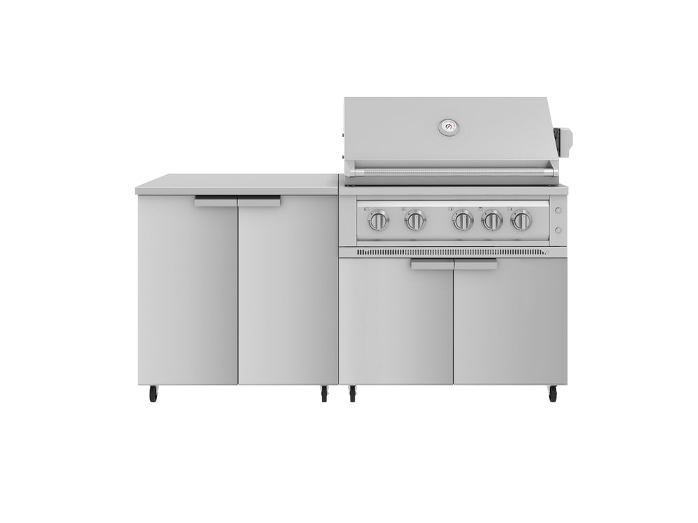 NewAge Outdoor Kitchens Stainless Steel 4-Piece Cabinet Set with Caster and 2 Door, Grill Cabinet, Platinum Grill, Countertop-72532-Garage Giant