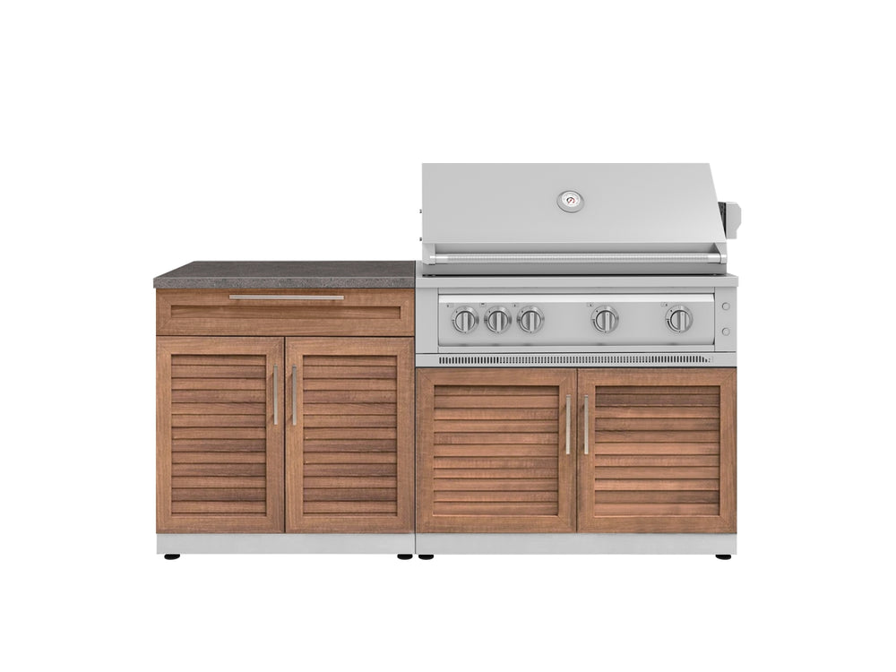 NewAge Outdoor Kitchens Stainless-Steel 4-Piece Cabinet Set with Bar, Grill Cabinet, Platinum Grill, and Countertop-71750-Garage Giant