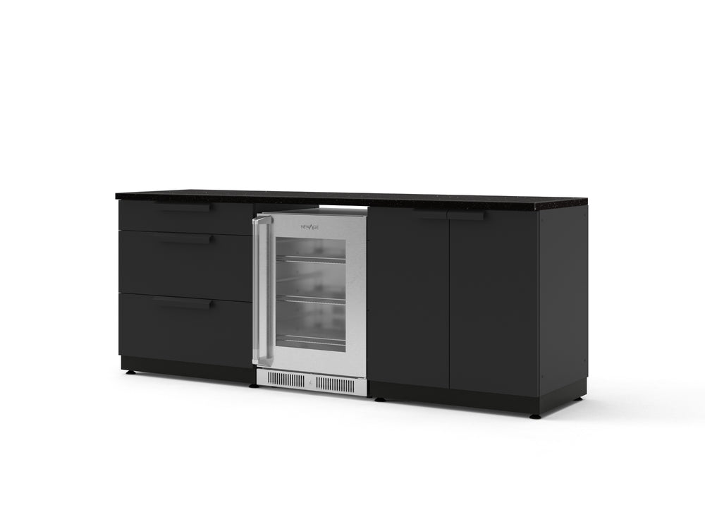 NewAge Outdoor Kitchens Stainless Steel 5-Piece Cabinet Set with 3-Drawer, 2-Door Cabinet, Countertops and Fridge-73857-Garage Giant