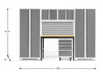 NewAge Garage Cabinets Bold Series 6-Piece Cabinet Set with Locker, RTA Locker, Tool, Wall Cabinets, Slatwall Backsplash, Workbench and Worktop-63028-Garage Giant 