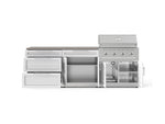 NewAge Outdoor Kitchens Stainless-Steel 5-Piece Cabinet Set with 3-Drawer, Bar, Grill Cabinet, Performance Grill and Countertop-73364-Garage Giant 