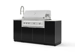 NewAge Outdoor Kitchens Outdoor Grill Island Aluminum 5-Piece Cabinet Set with Sink, 1 Door, Grill Cabinet, Platinum Grill and Stainless Steel Countertop - (Natural Gas) | Garage Giant 