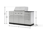 NewAge Outdoor Kitchens Outdoor Grill Island Stainless-Steel 6-Piece Cabinet Set with 3-Drawer, Grill Cabinet, Performance Grill, Side Burner and Dekton in Sirius Countertop - (Liquid Propane) 