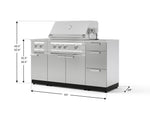 NewAge Outdoor Kitchens Outdoor Grill Island Stainless-Steel 6-Piece Cabinet Set with 3-Drawer, Grill Cabinet, Platinum Grill, Dual Side Burner and Countertop-74587-Garage Giant 