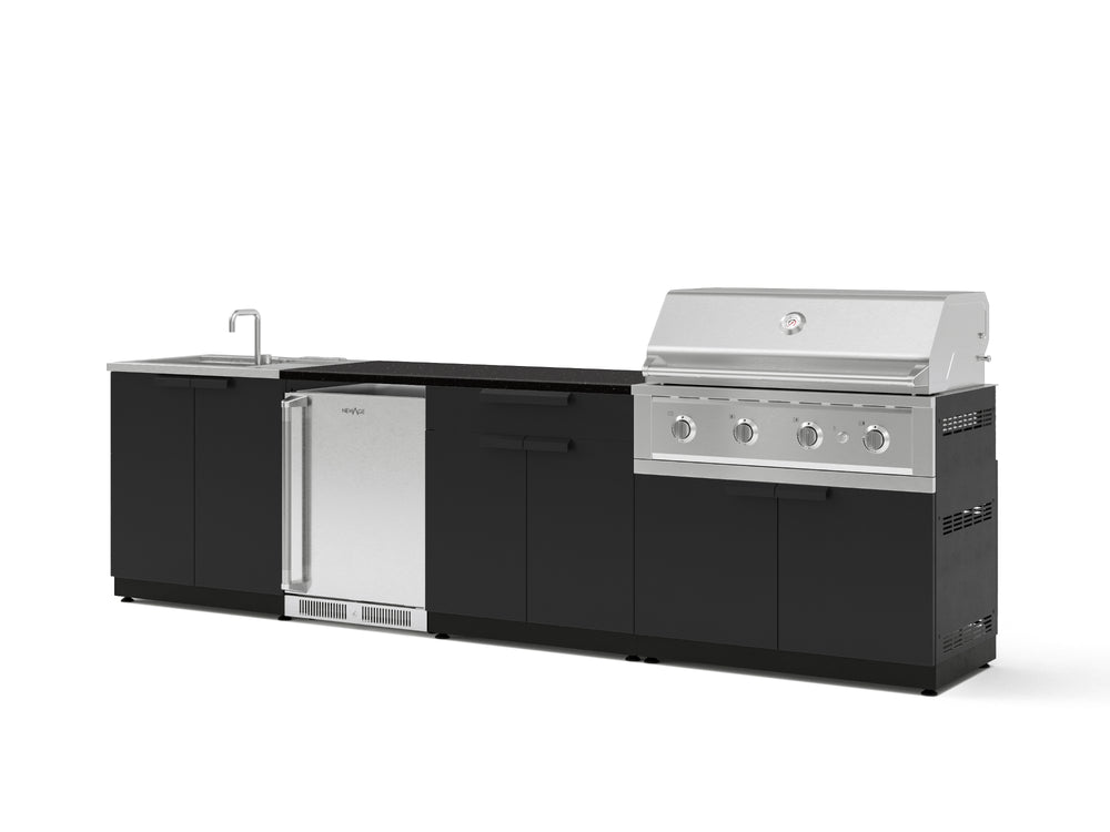 NewAge Outdoor Kitchens Stainless Steel 6-Piece Cabinet Set with Sink, Bar, Grill Cabinet, Performance Grill, Countertop and Stainless Steel Door Fridge-73736-Garage Giant