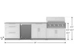 NewAge Outdoor Kitchens Stainless Steel 7-Piece Cabinet Set with 3-Drawer, Bar, Grill Cabinet, Performance Grill, Countertops, and Stainless Steel Door Fridge-71421-Garage Giant 