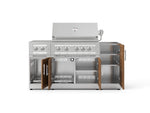 NewAge Outdoor Kitchens Outdoor Grill Island Stainless-Steel Louvered Doors 5-Piece Cabinet Set with 1-Door, Grill Cabinet, Dual Side Burner and Platinum Grill - (Liquid Propane) 