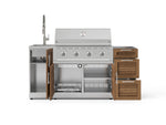 NewAge Outdoor Kitchens Outdoor Grill Island Stainless-Steel Louvered Doors 5-Piece Cabinet Set with Sink, 3 Drawer, Grill Cabinet, Performance Grill and Stainless Steel Countertop - (Liquid Propane) 