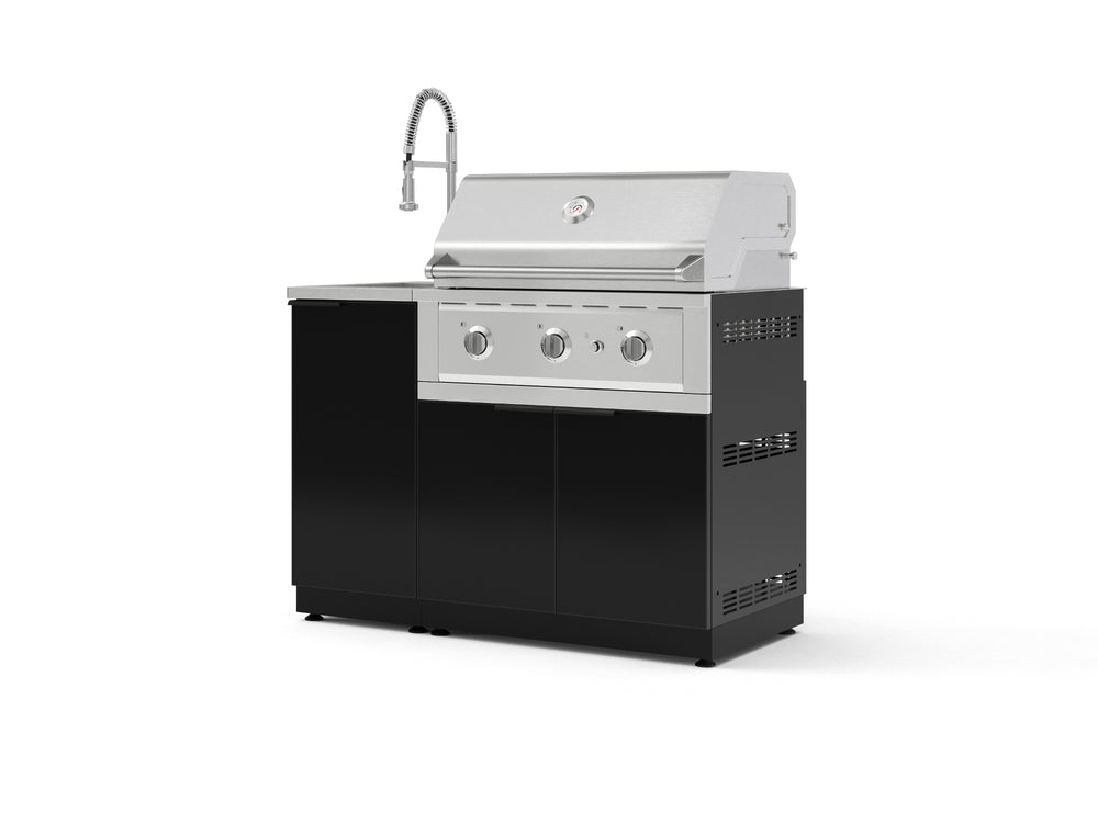 NewAge Outdoor Kitchens Outdoor Grill Island Aluminum 3-Piece Cabinet Set with Sink, Grill Cabinet, and Performance Grill | 76330