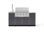NewAge Outdoor Kitchens Outdoor Grill Island Aluminum 5-Piece Cabinet Set with Sink, 1 Door, Grill Cabinet, Performance Grill and Stainless Steel Countertop - (Natural Gas) 