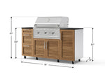 NewAge Outdoor Kitchens Outdoor Grill Island Stainless-Steel Louvered Doors 6-Piece Cabinet Set with Casters 1 Door, 3 Drawer, Grill Cabinet, Performance Grill and Dekton in Sirius Countertops - (Liquid Propane) 