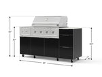 NewAge Outdoor Kitchens Outdoor Grill Island Aluminum 6-Piece Cabinet Set with Casters and 3-Drawer, Grill Cabinet, Performance Grill, Side Burner and Dekton in Aeris Countertop - (Liquid Propane) 