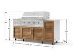 NewAge Outdoor Kitchens Outdoor Grill Island Stainless-Steel Louvered Doors 6-Piece Cabinet Set with Casters and 1-Door, Grill Cabinet, Performance Grill, Side Burner and Dekton in Aeris Countertop - (Liquid Propane) 