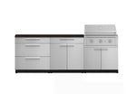 NewAge Outdoor Kitchens Stainless-Steel 5-Piece Cabinet Set with 3-Drawer, Bar, Grill Cabinet, Performance Grill and Countertop-71171-Garage Giant 
