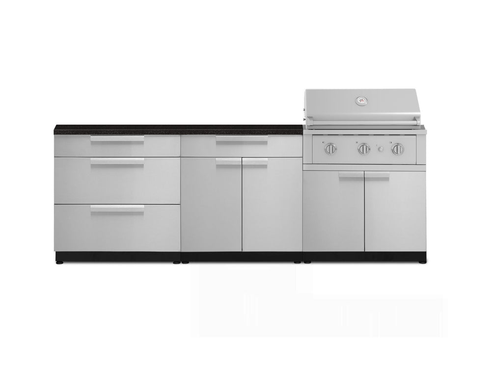 NewAge Outdoor Kitchens Stainless-Steel 5-Piece Cabinet Set with 3 Drawer, 2-Door with Drawer, Performance Grill, Grill Cabinet and Countertop-71306-Garage Giant
