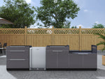 NewAge Outdoor Kitchens Aluminum 4-Piece Cabinet Set with 3-Drawer, Bar, Grill Cabinet and Fridge-66536-Garage Giant 