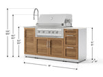 NewAge Outdoor Kitchens Outdoor Grill Island Stainless-Steel Louvered 5-Piece Cabinet Set with Sink, 3 Drawer, Grill Cabinet, Platinum Grill and Stainless Steel Countertop - (Liquid Propane) 