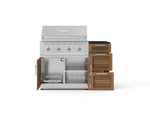 NewAge Outdoor Kitchens Outdoor Grill Island Stainless-Steel Louvered Doors 4-Piece Cabinet Set with 3-Drawer, Grill Cabinet, Performance Grill and Dekton in Sirius Countertop - (Liquid Propane) 