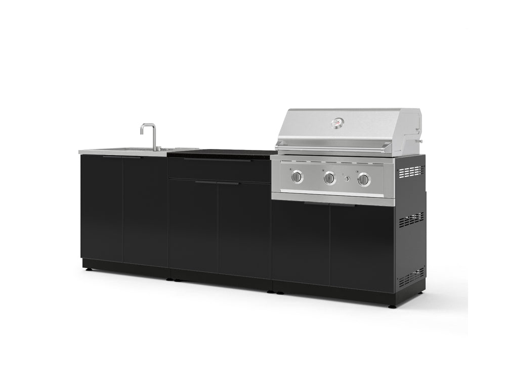 NewAge Outdoor Kitchens Aluminum 5-Piece Cabinet Set with Bar, Grill, Sink Cabinet, Performance Grill, and Countertop-73375-Garage Giant