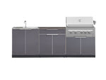 NewAge Outdoor Kitchens Aluminum 5-Piece Cabinet Set with Bar, Sink, Grill Cabinet, Platinum Grill, and Countertop-71276-Garage Giant 
