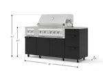 NewAge Outdoor Kitchens Outdoor Grill Island Stainless-Steel 6-Piece Cabinet Set with Casters and 3-Drawer, Grill Cabinet, Platinum Grill, Dual Side Burner, Countertop 