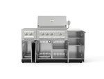 NewAge Outdoor Kitchens Outdoor Grill Island Stainless-Steel 6-Piece Cabinet Set with 1-Door, Grill Cabinet, Platinum Grill, Dual Side Burner and Dekton in Aeris Countertop - (Liquid Propane) 