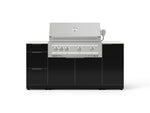 NewAge Outdoor Kitchens Outdoor Grill Island Aluminum 6-Piece Cabinet Set with 1 Door, 3 Drawer, Grill Cabinet, Platinum Grill and Dekton in Aeris Countertops - (Natural Gas) 