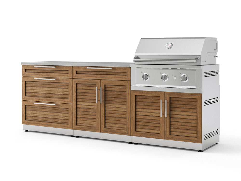 NewAge Outdoor Kitchens Stainless Steel 5-Piece Cabinet Set with with 3-Drawer, Bar, Grill Cabinet, Performance Grill and Countertop-71048-Garage Giant