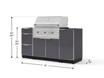 NewAge Outdoor Kitchens Outdoor Grill Island Aluminum 6-Piece Cabinet Set with 1 Door, 3 Drawer, Grill Cabinet, Performance Grill and Countertops - (Natural Gas) 