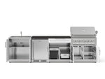 NewAge Outdoor Kitchens Stainless Steel 6-Piece Cabinet Set with Sink, Bar, Grill Cabinet, Platinum Grill, Countertop and Stainless Steel Door Fridge-73765-Garage Giant 