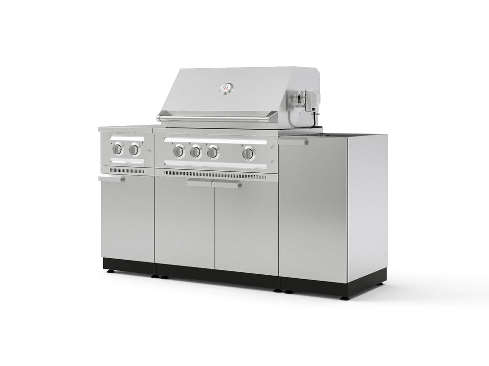 NewAge Outdoor Kitchens Outdoor Grill Island Stainless-Steel 5-Piece Cabinet Set with 1-Door, Grill Cabinet, Dual Side Burner and Platinum Grill - (Natural Gas) | Garage Giant