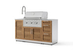 NewAge Outdoor Kitchens Outdoor Grill Island Stainless-Steel Louvered Doors 5-Piece Cabinet Set with Sink, 3 Drawer, Grill Cabinet, Performance Grill and Stainless Steel Countertop-75574-Garage Giant 