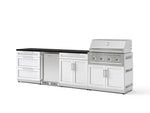 NewAge Outdoor Kitchens Stainless Steel 7-Piece Cabinet Set with 3-Drawer, Bar, Grill Cabinet, Performance Grill, Countertops, and Stainless Steel Door Fridge-73618-Garage Giant 