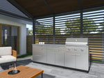 NewAge Outdoor Kitchens Stainless Steel 4-Piece Cabinet Set with Caster and Bar, Grill Cabinet, Platinum Grill, and Countertop-72282-Garage Giant 
