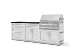 NewAge Outdoor Kitchens Stainless-Steel 5-Piece Cabinet Set with with 3-Drawer, Bar, Grill Cabinet, Platinum Grill and Countertop-73331-Garage Giant 