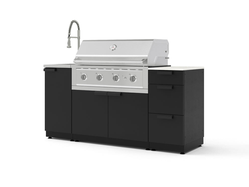 NewAge Outdoor Kitchens Outdoor Grill Island Stainless-Steel 5-Piece Cabinet Set with Sink, 3 Drawer, Grill Cabinet, Performance Grill and Stainless Steel Countertop - (Liquid Propane) | Garage Giant