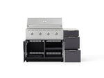 NewAge Outdoor Kitchens Outdoor Grill Island Aluminum 4-Piece Cabinet Set with 3-Drawer, Grill Cabinet, Performance Grill and Countertop - (Liquid Propane) 