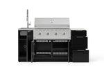 NewAge Outdoor Kitchens Outdoor Grill Island Aluminum 5-Piece Cabinet Set with Sink, 3 Drawer, Grill Cabinet, Performance Grill and Stainless Steel Countertop - (Liquid Propane) 