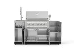 NewAge Outdoor Kitchens Outdoor Grill Island Stainless-Steel 5-Piece Cabinet Set with Sink, 1 Door, Grill Cabinet, Platinum Grill and Stainless Steel Countertop - (Liquid Propane) 