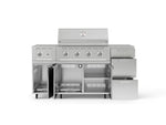 NewAge Outdoor Kitchens Outdoor Grill Island Stainless-Steel 6-Piece Cabinet Set with Casters and 3-Drawer, Grill Cabinet, Performance Grill, Side Burner, Countertop-74879-Garage Giant 
