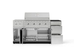 NewAge Outdoor Kitchens Outdoor Grill Island Stainless-Steel 6-Piece Cabinet Set with 3-Drawer, Grill Cabinet, Performance Grill, Side Burner and Dekton in Sirius Countertop - (Natural Gas) 