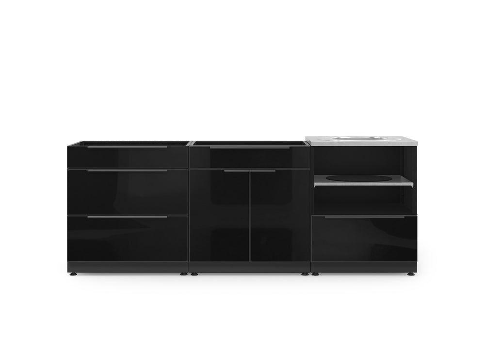 NewAge Outdoor Kitchens Aluminum 3-Piece Cabinet Set with 3-Drawer, Bar and Kamado Cabinet-67432-Garage Giant