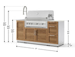 NewAge Outdoor Kitchens Outdoor Grill Island Stainless-Steel Louvered 5-Piece Cabinet Set with Sink, 3 Drawer, Grill Cabinet, Platinum Grill and Stainless Steel Countertop - (Natural Gas) 
