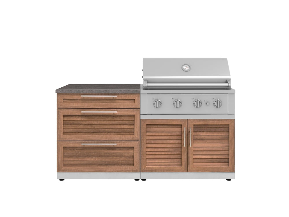 NewAge Outdoor Kitchens Stainless-Steel 4-Piece Cabinet Set with 3 Drawer, Grill Cabinet, Performance Grill, and Countertop-71674-Garage Giant