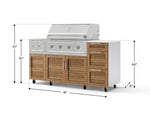 NewAge Outdoor Kitchens Outdoor Grill Island Stainless-Steel Louvered Doors 6-Piece Cabinet Set with Casters and 3-Drawer, Grill Cabinet, Performance Grill, Side Burner and Dekton in Aeris Countertop - (Liquid Propane) 